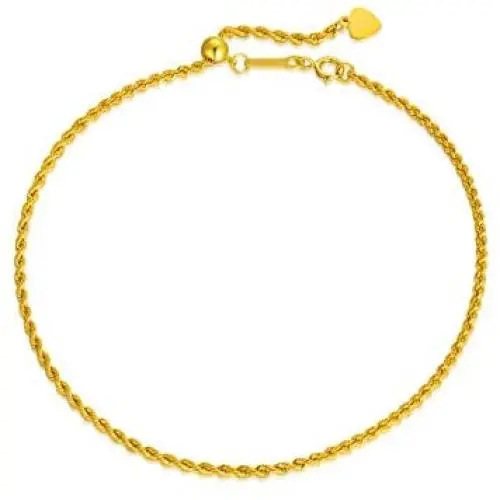 18K Italian Solid Gold Rope Chain Bracelet with Freely Sliding Bead, Gold Women Braided Rope Chain Bracelet Jewelry Gifts for Her, 8.5 Inch 18K Italian Solid Gold Rope Chain Bracelet with Freely Sliding Bead, Gold Women Braided Rope Chain Bracelet Jewelry Gifts for Her, 8.5 Inch