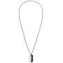 Steve Madden 28 Inch Polished Split Design Open Cross Dogtag Box Chain Necklace for Men in Black IP Plated Stainless Steel (Black)