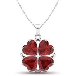 Diamondere Natural and Certified Heart Cut Gemstone and Diamond Flower Necklace in 14k White Gold | 1.65 Carat Pendant with Chain