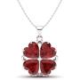 Diamondere Natural and Certified Heart Cut Gemstone and Diamond Flower Necklace in 14k White Gold | 1.65 Carat Pendant with Chain