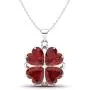 Diamondere Natural and Certified Heart Cut Gemstone and Diamond Flower Necklace in 14k White Gold | 1.65 Carat Pendant with Chain