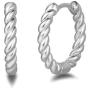 FANCIME Gold Plated Sterling Silver Twisted Cable Endless Hoop Earrings Fine Jewelry For Women, 18mm/ 0.7''