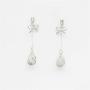 Beiswe 1 Pair Opal Drop Long Earrings Elegant Bowknot Tassel Earrings for Women and Girls Jewellery Christmas Gift (Silver)