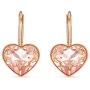 SWAROVSKI Womens Bella Heart Earrings Collection, Pink Crystals, Clear Crystals
