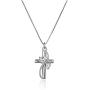 Sterling Silver Cubic Zirconia ''Faith Hope Love'' Cross Pendant Necklace, 18''