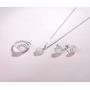 October Birthstone Sterling Silver White Opal Necklace/Earrings Halo Heart Pendant Stud Cubic Zirconia CZ Fire Opal Fine Jewelry for Women