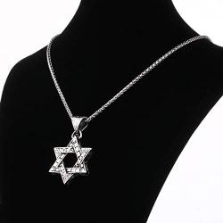 COTTVOTT Charm Star of David Pendant Necklace Stainless Steel Link Chain for Men Jewish Jewelry