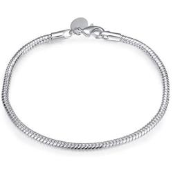 Bracelets Bangle, 3MM Snake Chain Round Charm Women Bracelet Minimalist Bangle Party Jewelry Gift - Silver