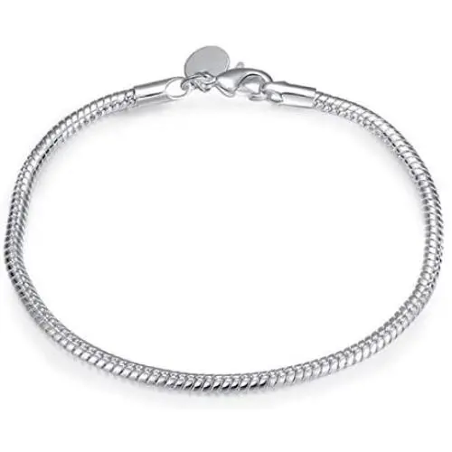 Bracelets Bangle, 3MM Snake Chain Round Charm Women Bracelet Minimalist Bangle Party Jewelry Gift - Silver Bracelets Bangle, 3MM Snake Chain Round Charm Women Bracelet Minimalist Bangle Party Jewelry Gift - Silver