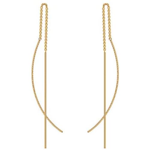 Cruved Threader Earrings 14K Gold Plated Lightweight Drop Dangle Tassel Threader Earrings for Women Simple Fahsionable Jewelry Gifts for Girls