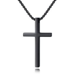 Reve Simple Stainless Steel Cross Pendant Chain Necklace for Men Women, 20-22 Inches Link Chain