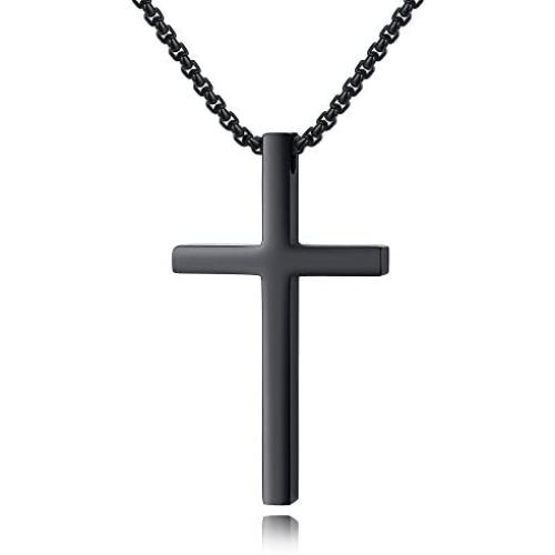 Reve Simple Stainless Steel Cross Pendant Chain Necklace for Men Women, 20-22 Inches Link Chain