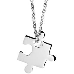 Stainless Steel Jigsaw Puzzle Piece Pendant with 18'' Cable Chain