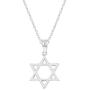 In Season Jewelry Rhodium Plated Plain Small Star of David Necklace Jewish Girls Kids Pendant 16''