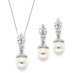 Mariell Light Ivory Pearl Drop Vintage Bridal & Wedding Jewelry Set, Great for Everyday Wear and Gifts