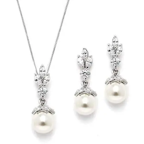 Mariell Light Ivory Pearl Drop Vintage Bridal & Wedding Jewelry Set, Great for Everyday Wear and Gifts