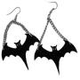 Halloween Gothic Black Bats Dangle Earrings for Women Girls Acrylic Long Dangle Bat Hook Drop Earrings Jewelry