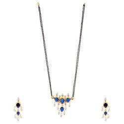 Efulgenz Mangalsutra Indian Traditional Crystal Rhinstone Kundan Gold Plated Pendant Necklace Earring Jewellery Set