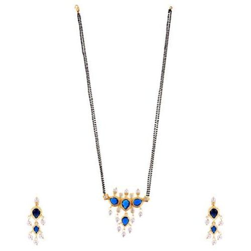 Efulgenz Mangalsutra Indian Traditional Crystal Rhinstone Kundan Gold Plated Pendant Necklace Earring Jewellery Set