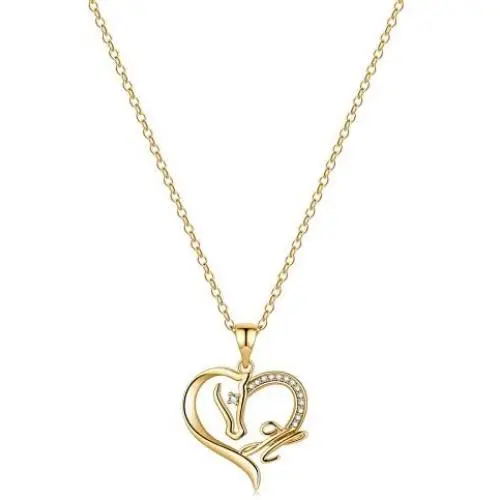 Hidepoo Horse Gifts for Girls, 14K Gold Plated Cubic Zirconia Heart Initial Pendant Horse Necklace Dainty Horse Jewelry Personalized Horse Necklace for Women Horse Gifts for Girls Hidepoo Horse Gifts for Girls, 14K Gold Plated Cubic Zirconia Heart Initial Pendant Horse Necklace Dainty Horse Jewelry Personalized Horse Necklace for Women Horse Gifts for Girls