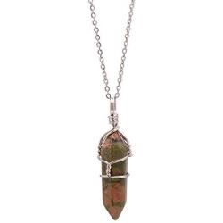 Paialco Jewelry Hand Wired Natural Crystal Healing Point Chakra Pendant Necklace 18''