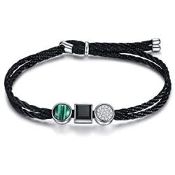 E Bracelet for Women Girls Love Friendship Gift 23cm Adjustable Handmade Rope Bracelet BlackBrownBlue8K Gold Plated