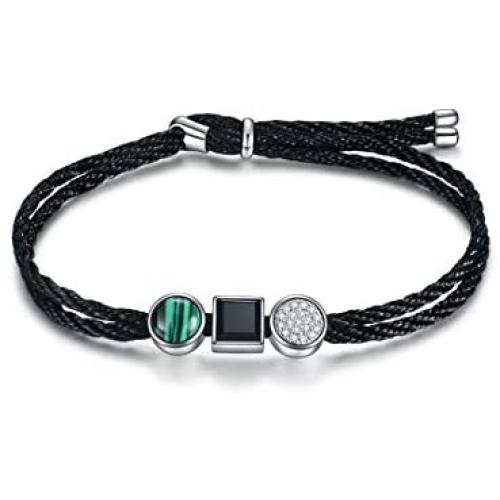 E Bracelet for Women Girls Love Friendship Gift 23cm Adjustable Handmade Rope Bracelet BlackBrownBlue8K Gold Plated