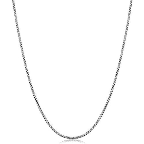 ARGENTO REALE 925 Sterling Silver Solid Round Box Link Chain Necklace - 925 Rhodium Necklace Chains 1.5MM - 3.5MM, Box Chain, Pendant Chain