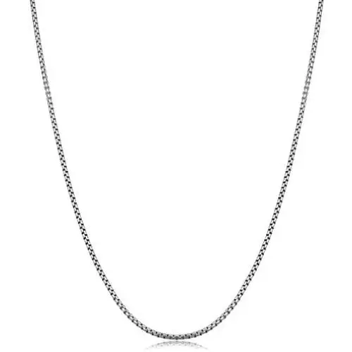 ARGENTO REALE 925 Sterling Silver Solid Round Box Link Chain Necklace - 925 Rhodium Necklace Chains 1.5MM - 3.5MM, Box Chain, Pendant Chain ARGENTO REALE 925 Sterling Silver Solid Round Box Link Chain Necklace - 925 Rhodium Necklace Chains 1.5MM - 3.5MM, Box Chain, Pendant Chain