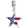 Red White Blue Stripe Holiday American USA Patriotic Flag Star Charm Bead For Women Teens 925 Sterling Silver Fits European Bracelet