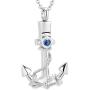 weikui Cremation Urn Jewelry 12 Colors Birthstone Anchor Necklace Ashes Keepsake Memorial Stainless Steel Pendant