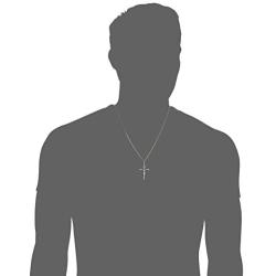 Mens Sterling Silver Crucifix Pendant Necklace with Stainless Steel Chain, 24''