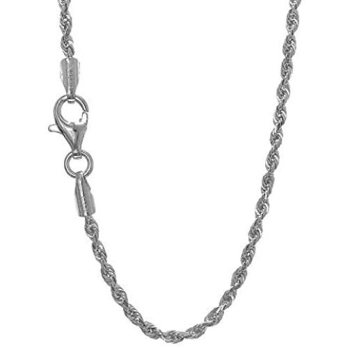 JewelStop 10k Solid Gold Yellow Or White 1.5 mm Diamond-Cut Rope Chain Necklace 16'' 18'' 20'' 24'' 30''