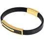 Geoffrey Beene Mens Genuine Leather and Stainless Steel Bracelet with Carbon Fiber ID Geoffrey Beene Mens Genuine Leather and Stainless Steel Bracelet with Carbon Fiber ID