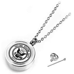 TGLS Hero Urn Necklace for Human Ashes Army Navy Marine Fire AirForce Police After Cremation Jewelry Keepsake Memorial Stainless Steel Pendant