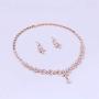 WeimanJewelry Silver/Gold/Rose Gold Plated Women Cubic Zirconia Round CZ Marquise Teardrop Bridal Necklace and Drop Earring Set for Bride Wedding