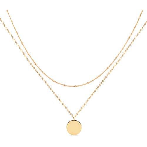 Mevecco Layered Heart Necklace Pendant Handmade 18k Gold Plated Dainty Gold Choker Arrow Bar Layering Long Necklace for Women…