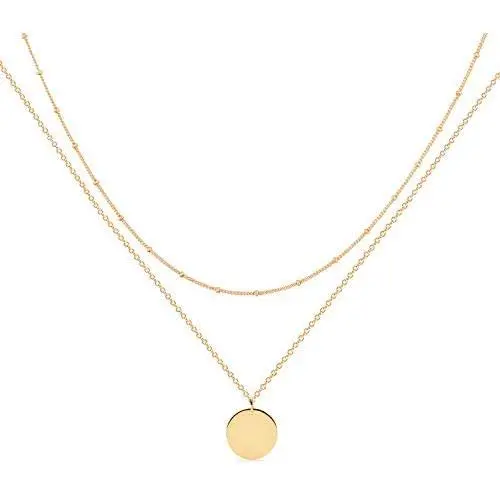 Mevecco Layered Heart Necklace Pendant Handmade 18k Gold Plated Dainty Gold Choker Arrow Bar Layering Long Necklace for Women…