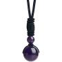 iSTONE Unisex Genuine Round Gemstone Beads Pendant Necklace with Adjustable Nylon Cord 25 Inch