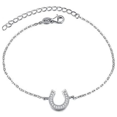 EVER FAITH 925 Sterling Silver Gorgeous CZ Daily Lucky Horseshoe Adjustable Link Bracelet Hand Chain EVER FAITH 925 Sterling Silver Gorgeous CZ Daily Lucky Horseshoe Adjustable Link Bracelet Hand Chain