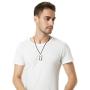 REVEMCN Black Silver Stainless Steel Bible Verse Cross Dog Tag Pendant Necklace for Men, 24-28 Inches Chain