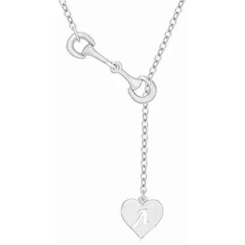 SENFAI Horse Snaffle bit Heart Shaped 26 First Initial Letters Personality Name Y Necklace 18'' 3 Tone SENFAI Horse Snaffle bit Heart Shaped 26 First Initial Letters Personality Name Y Necklace 18'' 3 Tone