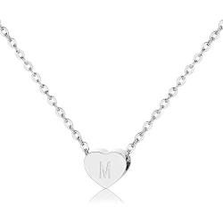 Initial Heart Necklace Pendant-18K Gold Plated 26Alphabet Tiny Dainty Heart Choker Necklace for Women Girls Kids Birthday Day Gift, Bridesmaid Gift