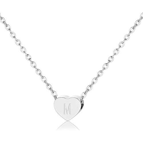 Initial Heart Necklace Pendant-18K Gold Plated 26Alphabet Tiny Dainty Heart Choker Necklace for Women Girls Kids Birthday Day Gift, Bridesmaid Gift