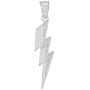 High Polish 925 Sterling Silver CZ-Studded Lightning Bolt Charm Pendant Necklace