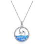 Created Opal Dolphin Necklace for Women Sterling Silver Eternal Love Animal Wave Pendant Necklace Dolphin Ocean Jewelry Gift for Dolphin Lover Girlfriend Mother