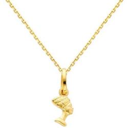 The World Jewelry Center 14k Yellow Gold Queen Nefertiti Pendant with 0.9mm Cable Chain Necklace