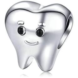 LAMOONY Smile Tooth Charm 925 Sterling Silver Health Charm Anniversary Charm Love Charm Birthday Charm for Pandora Charm Bracelet