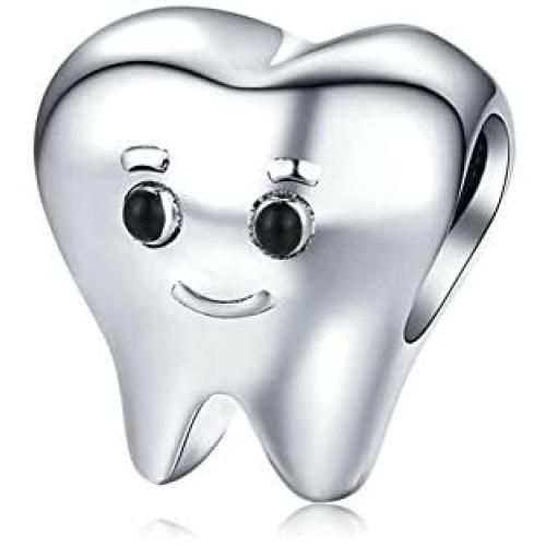 LAMOONY Smile Tooth Charm 925 Sterling Silver Health Charm Anniversary Charm Love Charm Birthday Charm for Pandora Charm Bracelet