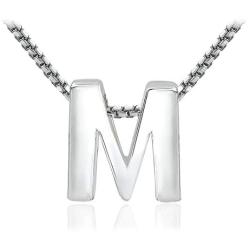 Sea of Ice 925 Sterling Silver Initial Alphabet Capital Letter A-Z Personalized Gift Pendant Necklace, 18''